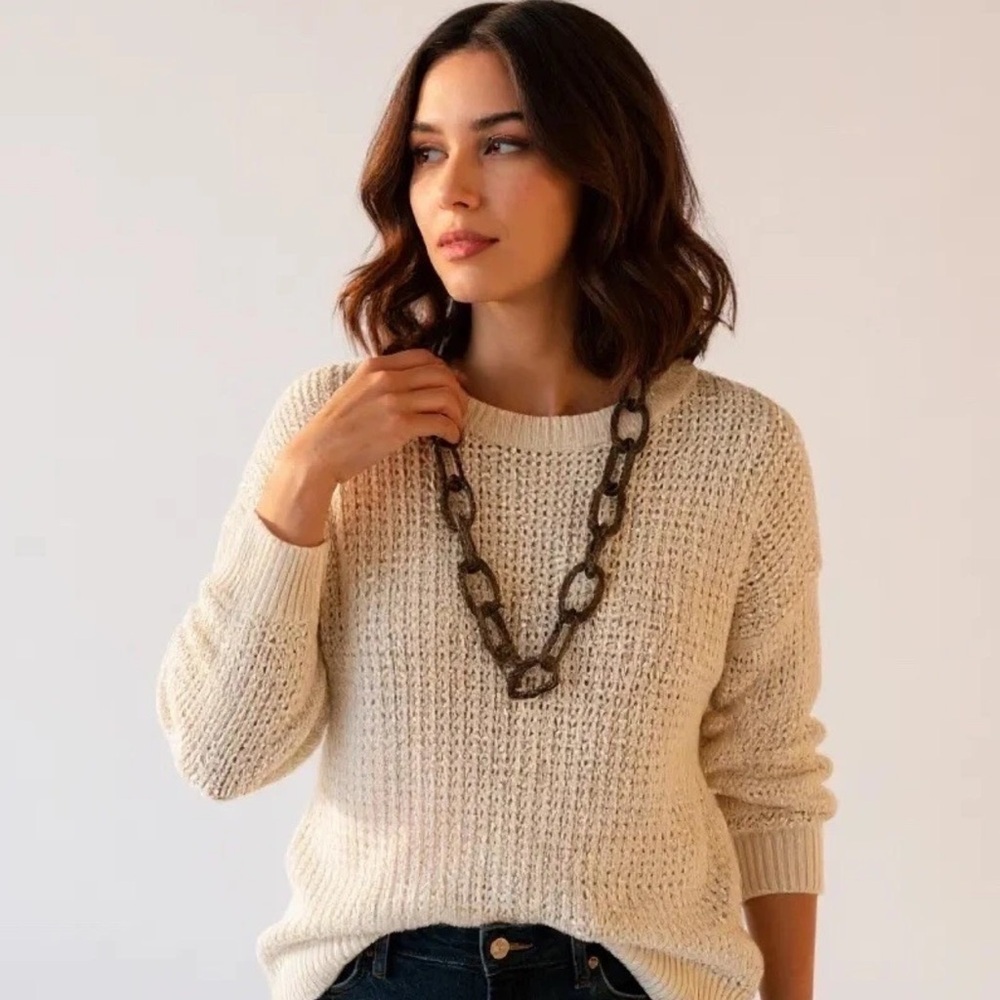 Boutique Black Mesh Large Link 39” Necklace Chain R $49
